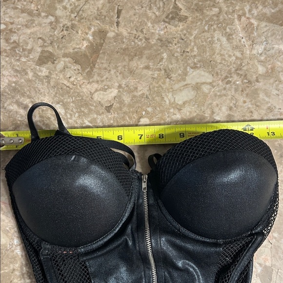 Bustier,Corset,faux leather,mesh,padded,boned,lingerie,whimsigoth,bedroom,L, EC - Picture 15 of 16